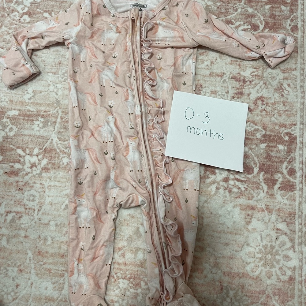 Caden Lane Pink Unicorn Footie Pajamas
